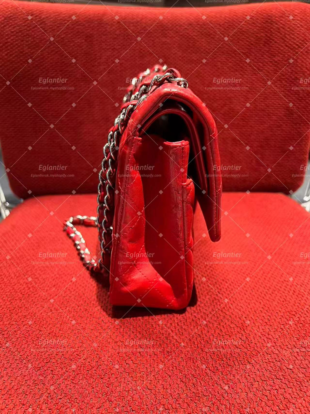 Chanel Timeless Classic double flap red lambskin medium