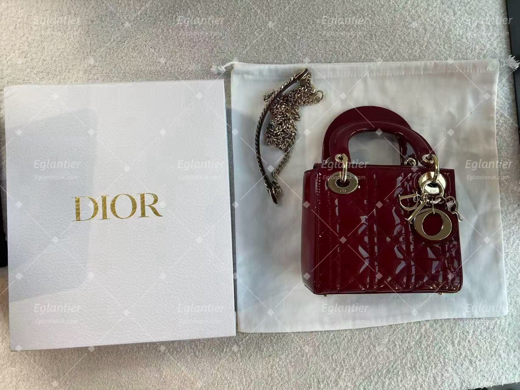 Lady dior mini red patent leather