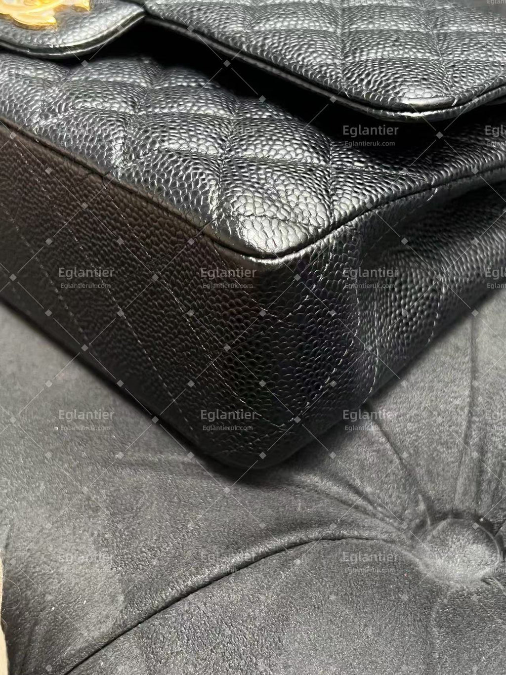 Chanel Timeless Classic Double Flap | Medium | Black Caviar | Gold Hardware | Pre-Owned| ID CARD