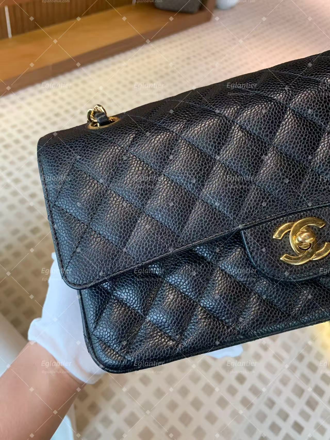 Chanel Timeless Classic Double Flap | Medium | Black Caviar | Gold Hardware | Pre-Owned| ID CARD