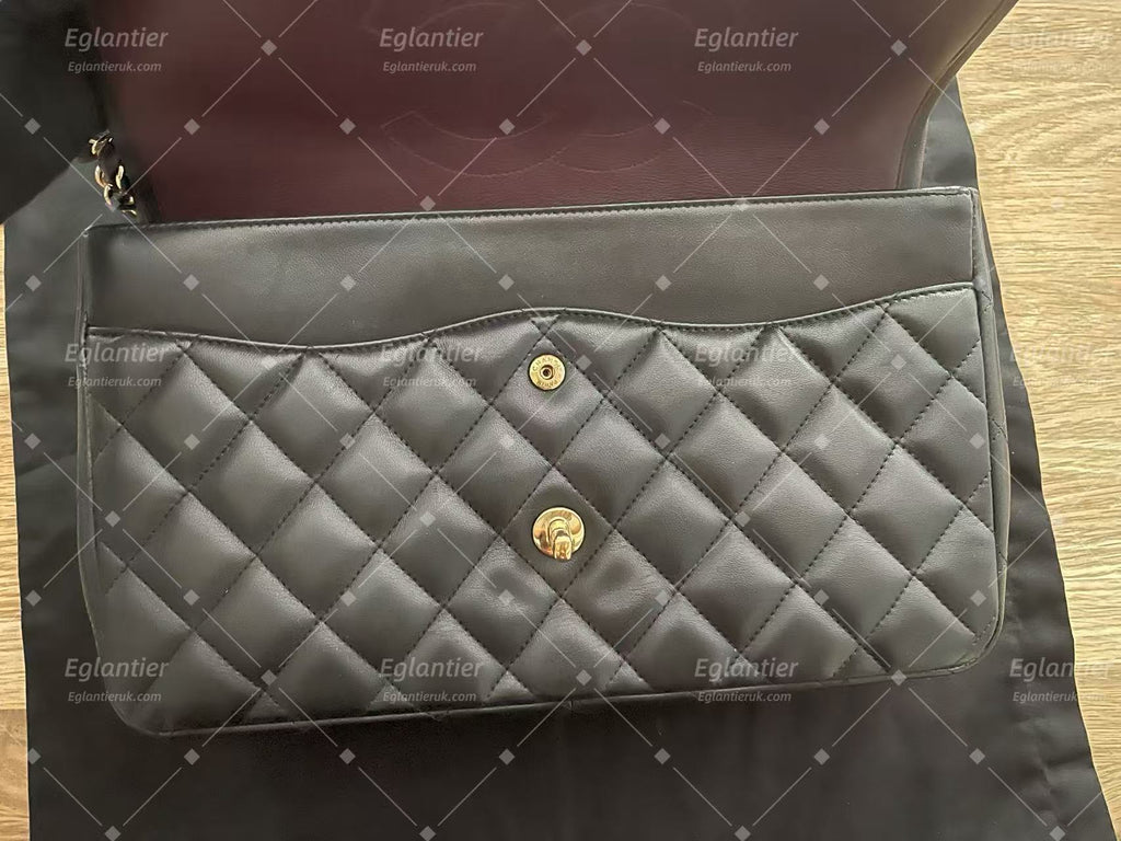 Chanel Timeless Classic double flap bag black jumbo gold hardware lambskin