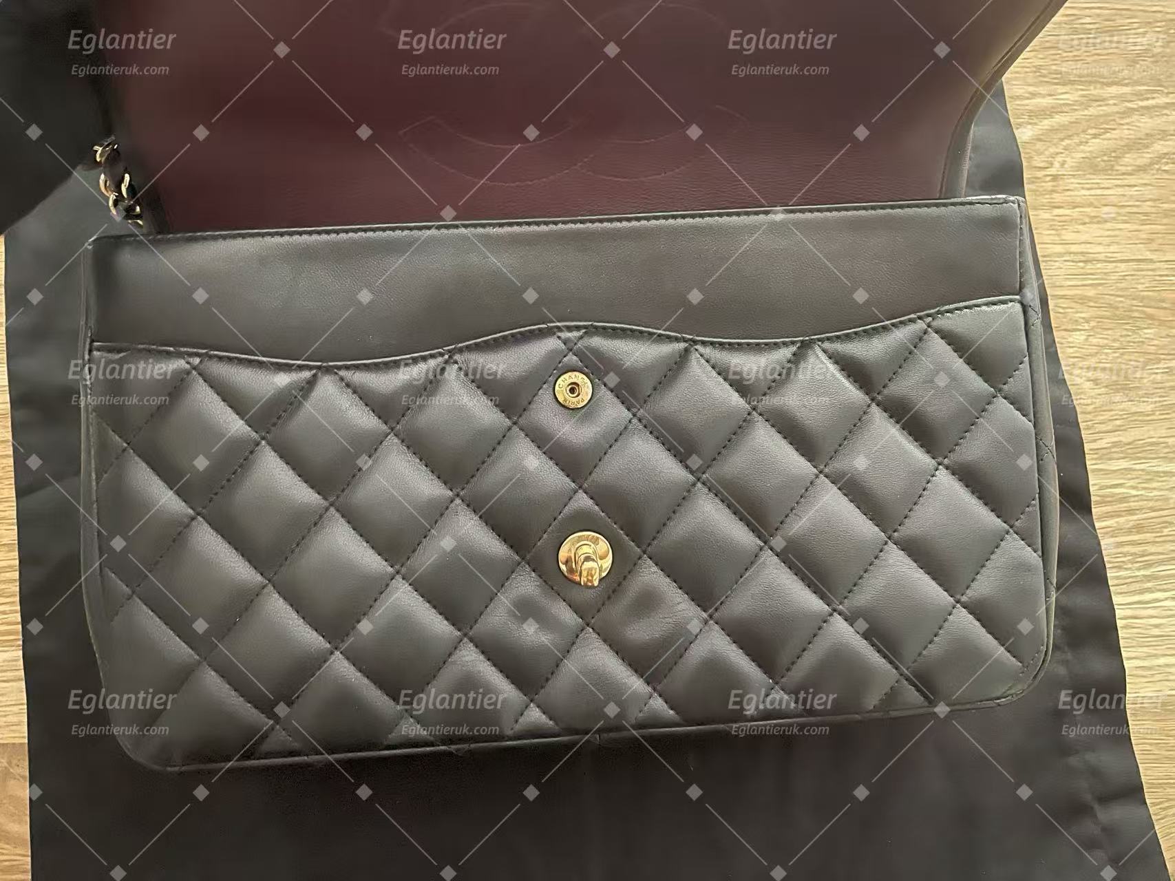 Chanel Timeless Classic double flap bag black jumbo gold hardware lambskin