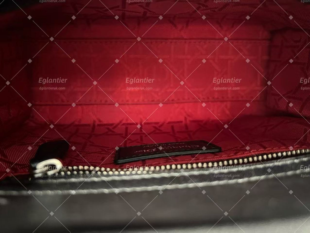 lady dior mini black lambskin silver hardware