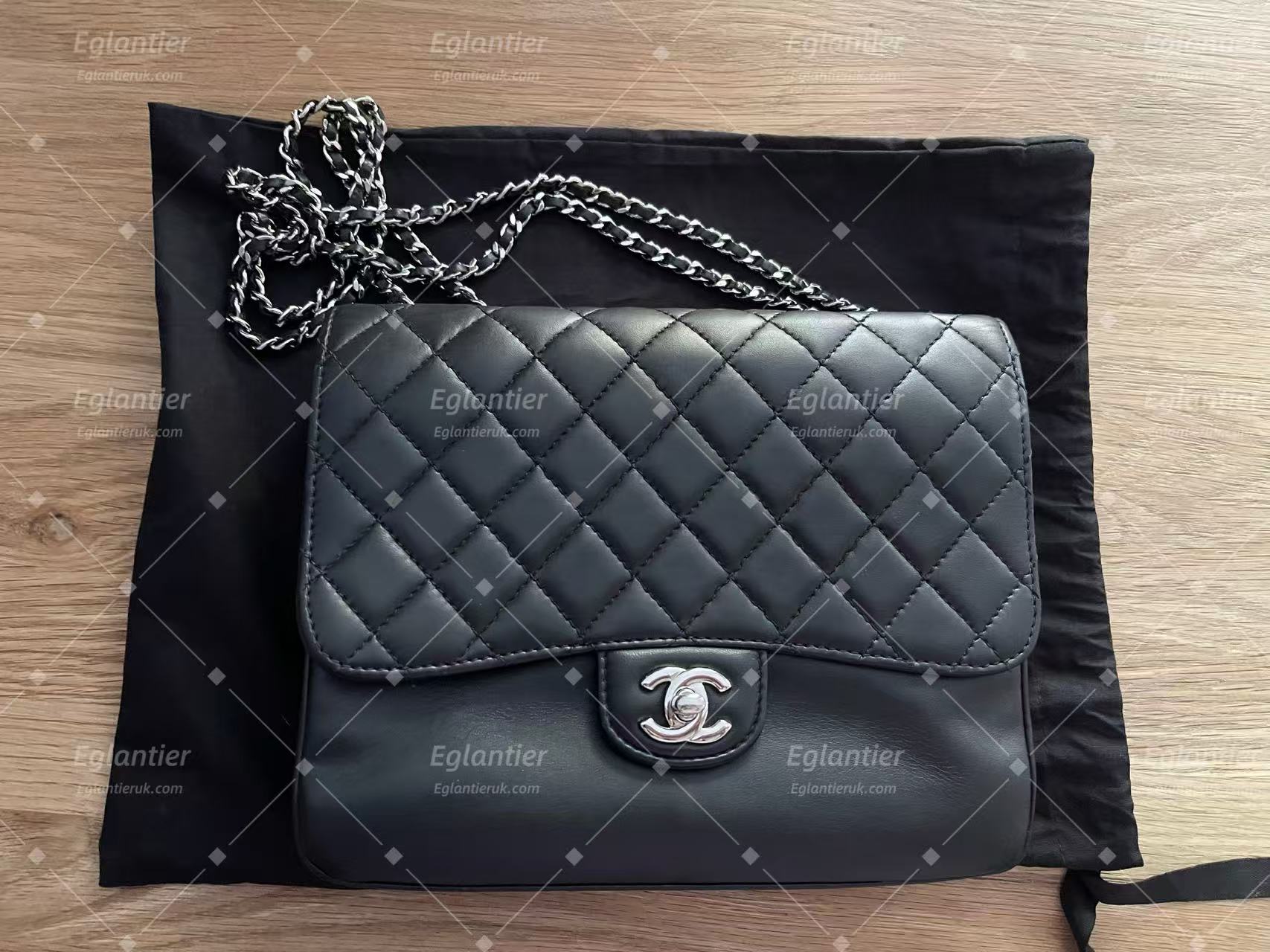 chanel black flap bag lambskin silver hardware