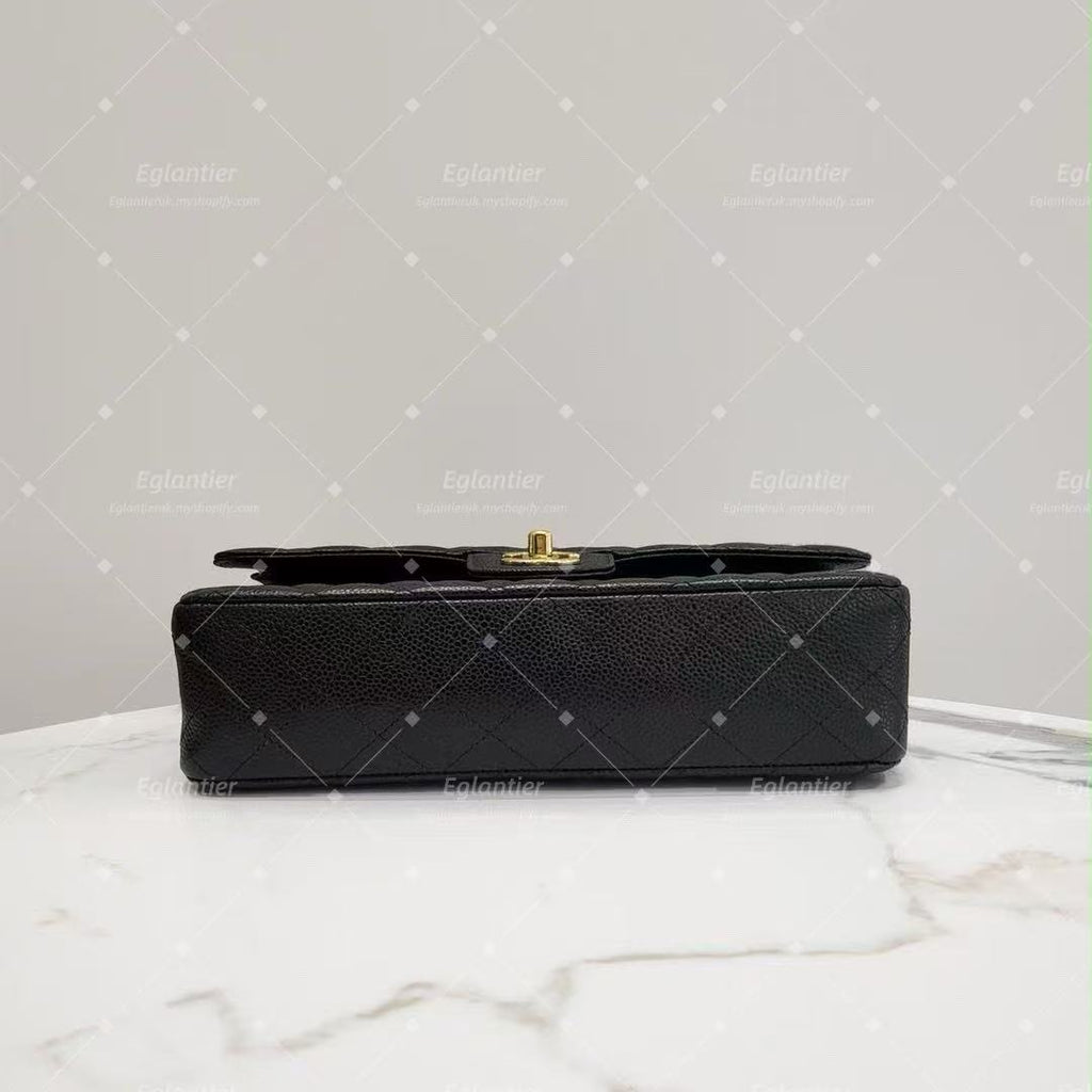 Chanel Timeless Classic double flap black medium caviar gold hardware with ID card