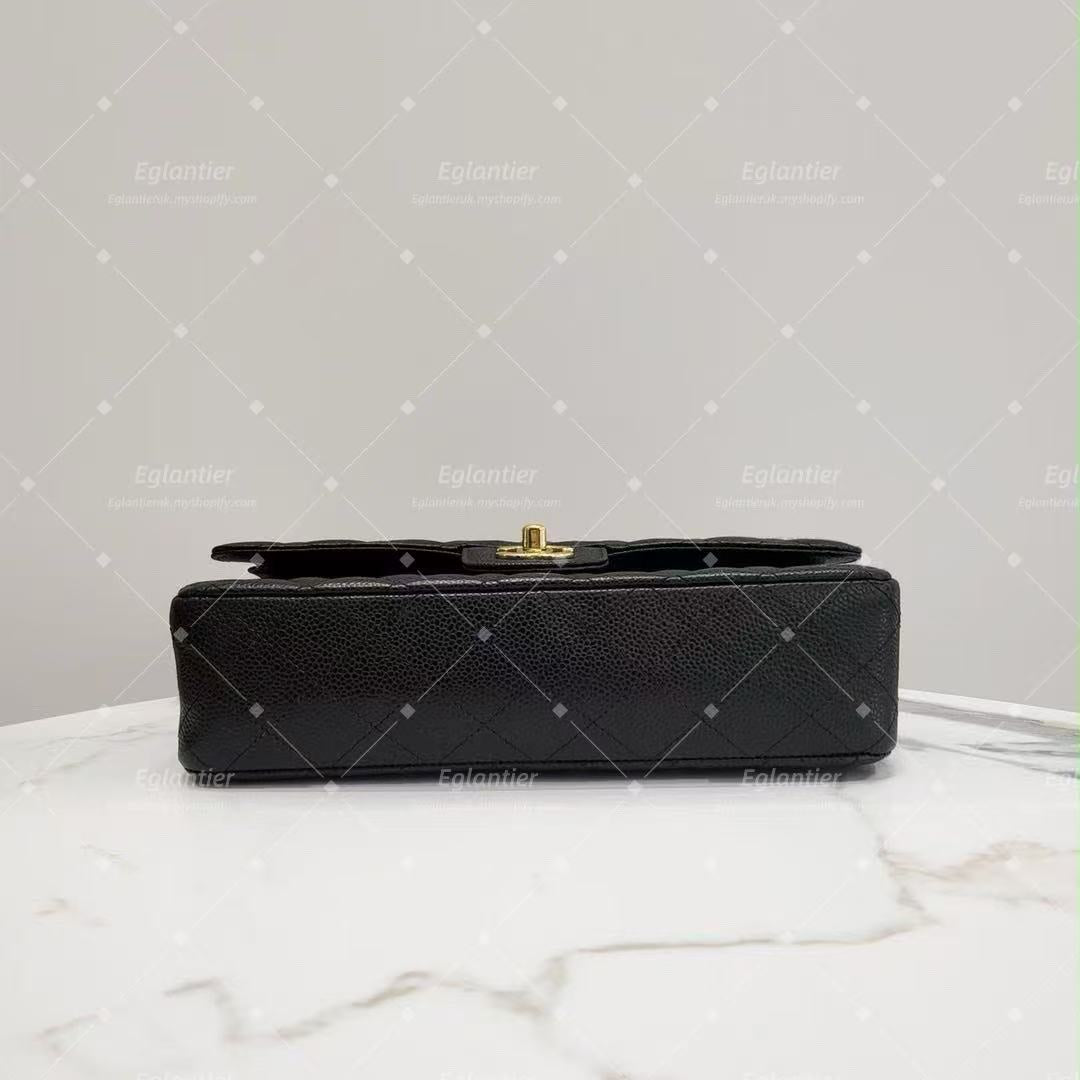 Chanel Timeless Classic double flap black medium caviar gold hardware with ID card