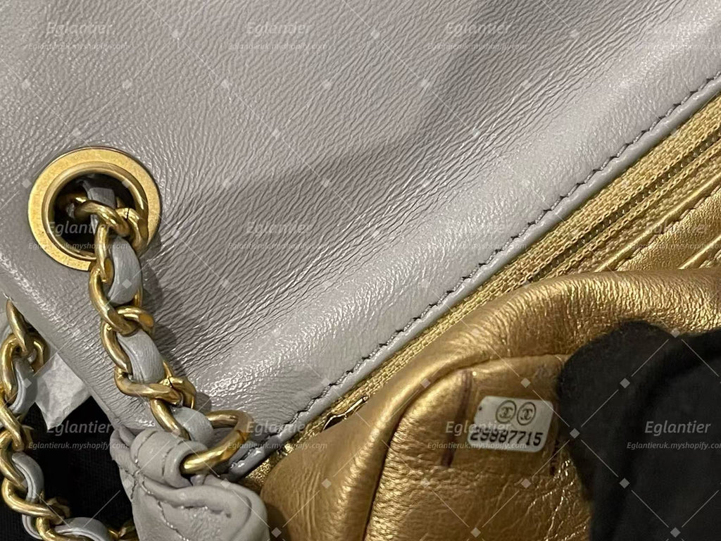 Chanel Timeless flap mini square with pearl lambskin grey GHW