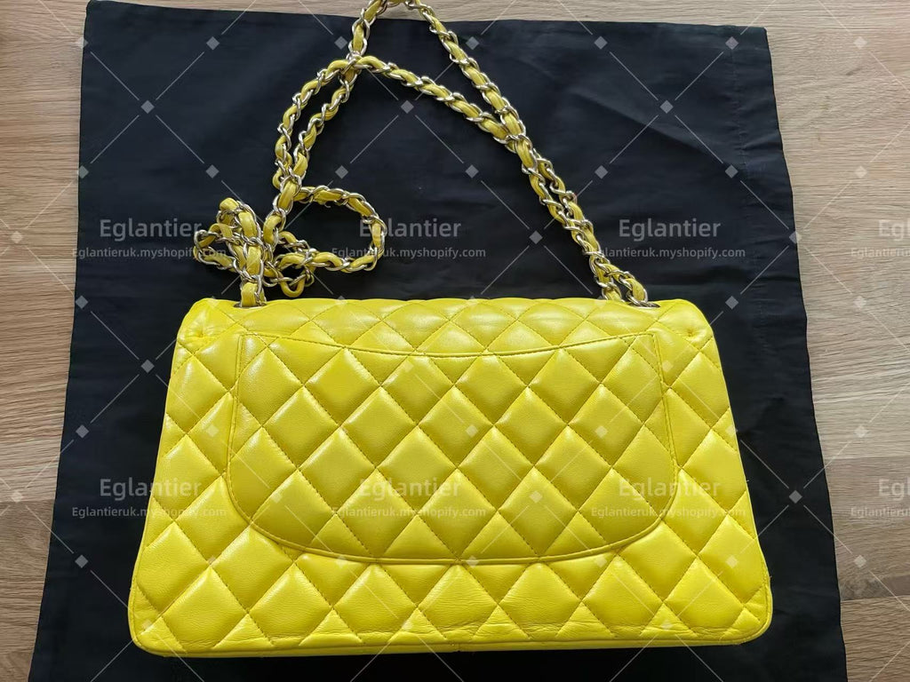 Chanel Timeless Classic double flap jumbo lambskin gold harware yellow