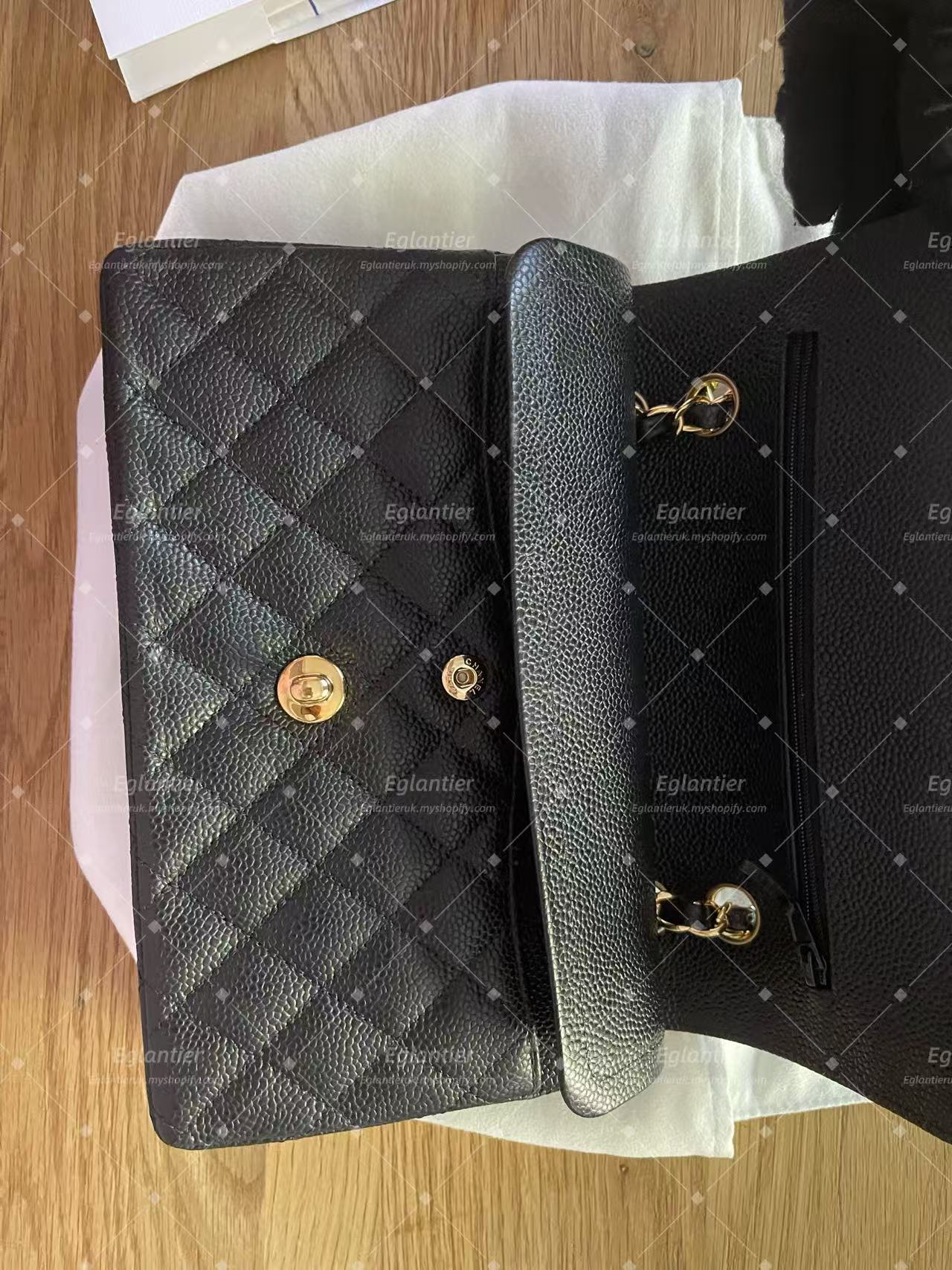 Chanel Timeless Classic Double flap small caviar black gold hardware