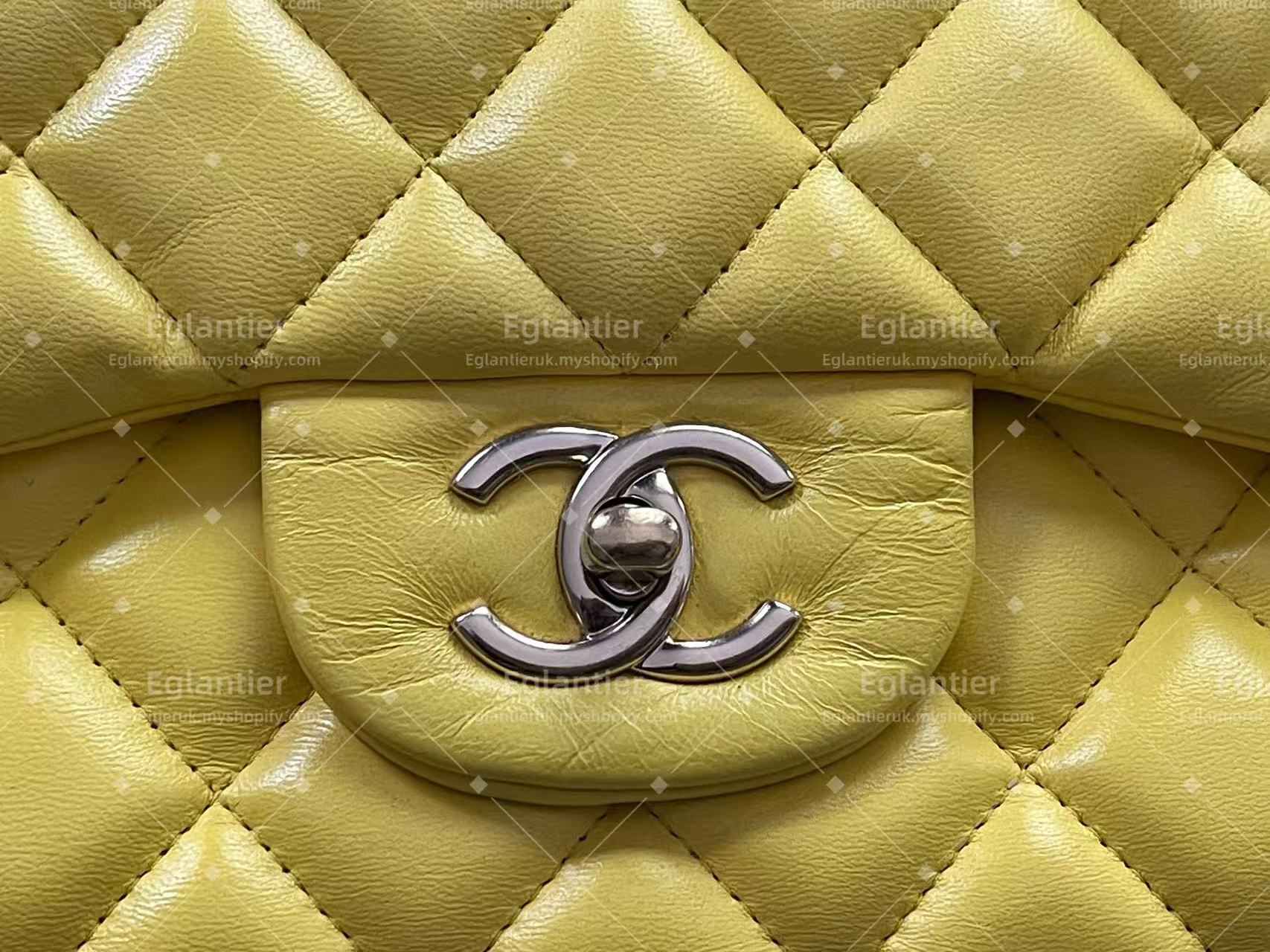 Chanel Timeless Classic double flap jumbo lambskin gold harware yellow