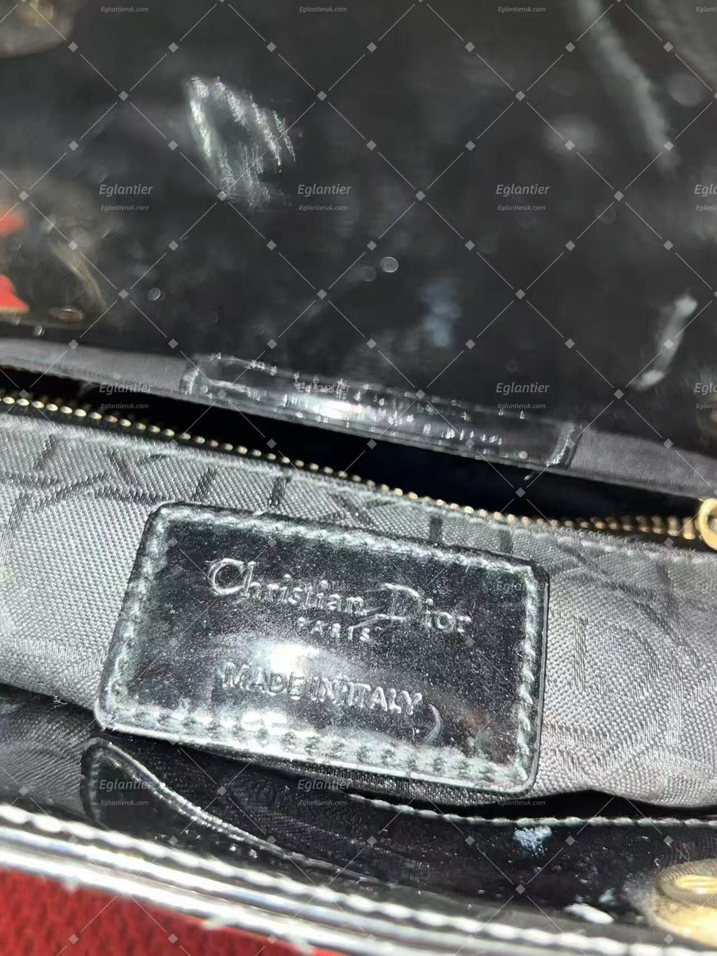lady dior mini black patent leather gold hardware