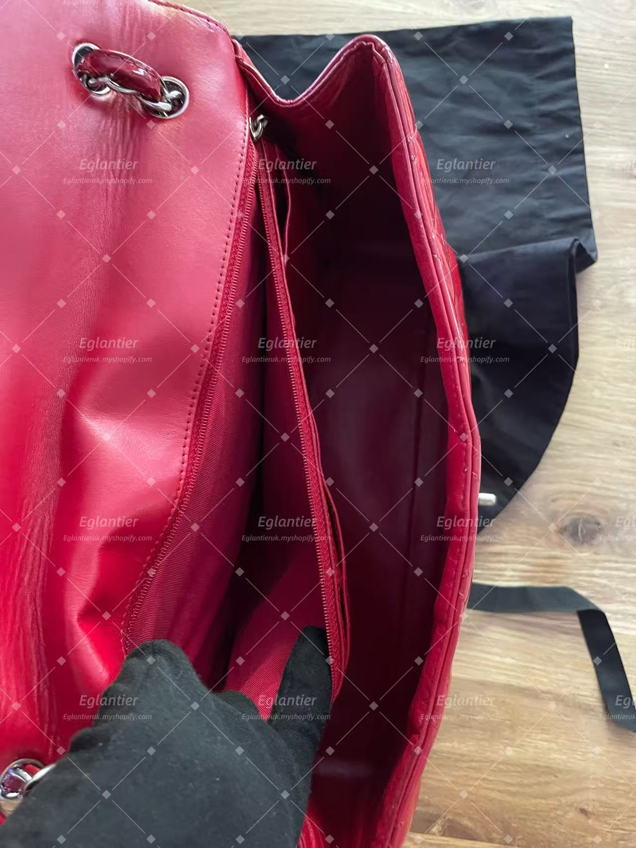 Chanel Timeless Classic flap maxi patent red