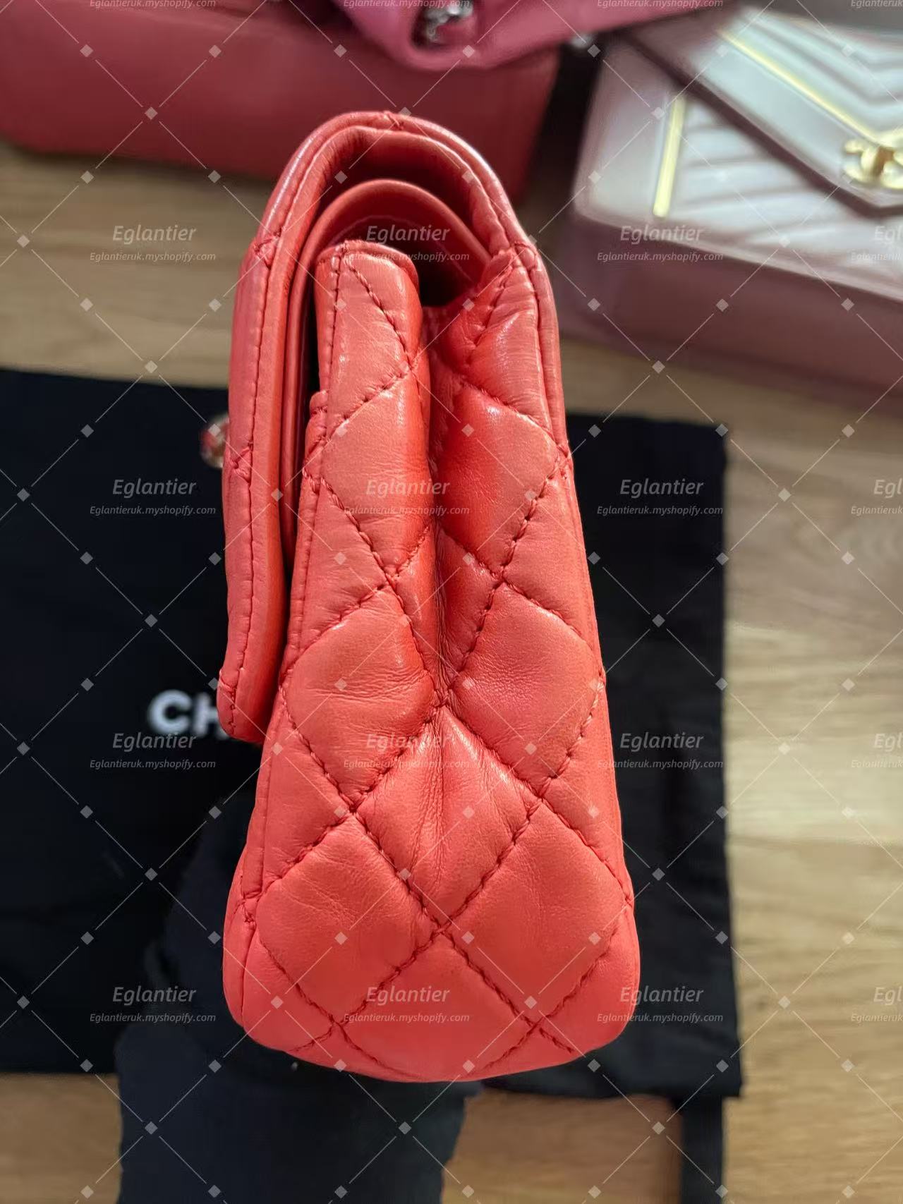 Chanel Timeless Classic double flap bag red silver hardware